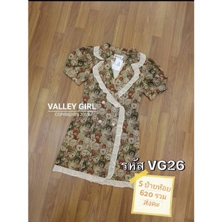 เดรส ผ้าทอ ลายหมี ป้าย Valley Girl M