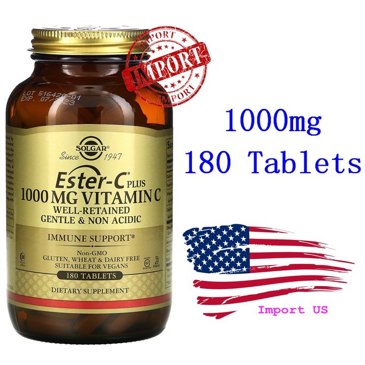 Solgar Ester-C 1000mg, 180 Tablets, Vitamin C,  วิตามิน C, วิตามินซี
