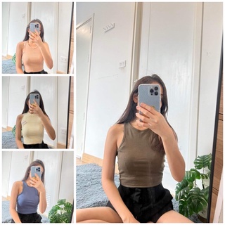 ORRACHON✨ เสื้อครอปสีพื้น ครอปผ้าร่องเล็ก ผ้าไหมพรม