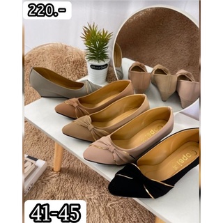 👠sz.41-45 รองเท้าคัชชูส้นเตารีดคาดหน้าทอง สูง 2 นิ้ว