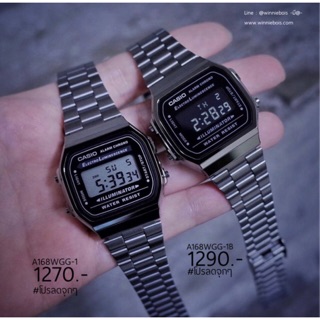 นาฬิกาคาสิโอ Casio A168WGG-1B 👍 | ถูก แท้ ชัวร์ | 👍 รับประกัน 1 ปี