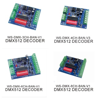 ตัวถอดรหัสแถบไฟ LED DC12V 3CH 4CH 6CH 8CH DMX DMX512 RGB RGBW DC5V-24V สําหรับ SMD 5050 2835 3828