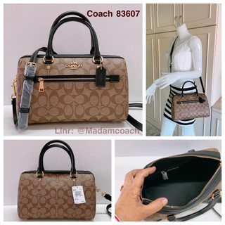 พร้อมส่ง ของแท้ Coach 83607 Rowan Satchel in Signature Canvas Khaki/Black