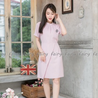 เดรสคอเต่า อกแต่งจีบ เนียบ สวย กระโปรงไขว้หน้า หรูหรามากๆๆ