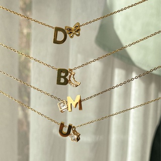 ราคาwhisper.ring - Be Yours Pendant/Necklace/Bracelet จี้ตัวอักษร (สร้อยและจี้ขายแยก) เสตนเลสชุบทองคำ 14k (Customize)