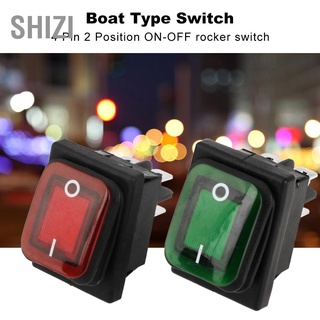 Shizi 4 ชิ้น / ชุดกันน้ําสีดํา Pin 2 Position On-Off สวิทช์โคมไฟสีแดงสีเขียว