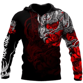 เสื้อกันหนาว มีฮู้ด ลายซามูไร มังกร 3D สไตล์ญี่ปุ่น ไซซ์ XS-6XL NO.59 2022