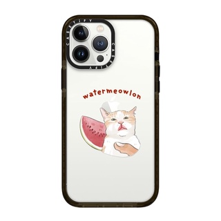 Casetify Watermeowlon Cat by Watercatlor 13 Pro Max Impact Case Color: Clear- Black [13PMสินค้าพร้อมส่ง]