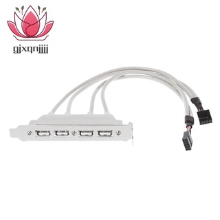 เมนบอร์ดคู่ 9Pin Header To 4Port Usb 2.0 Female สายเคเบิ้ล Pci Bracket ขายึดสําหรับโน้ตบอร์ด