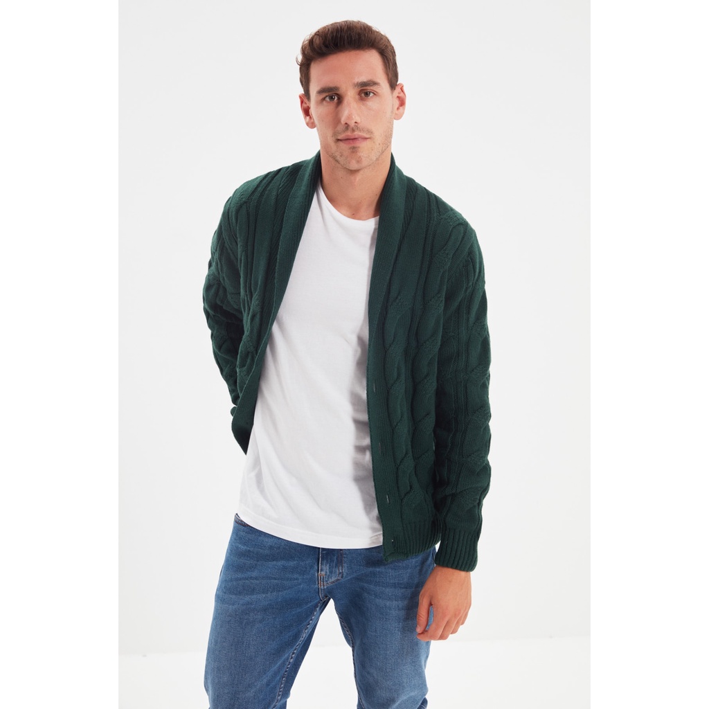 กระแสน้ำMen's Slim Fit shawl collar woolen cardigan TMNAW20HI0028