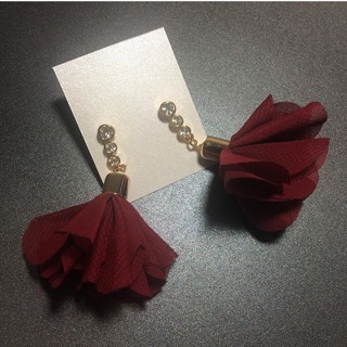 Wine Flower Fabric earings - Price THB 149- .