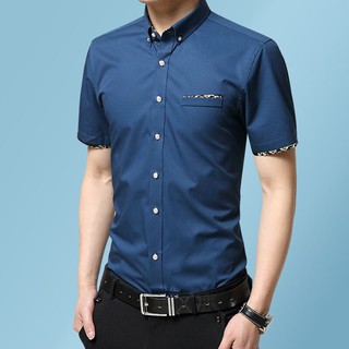 Mens shirt Casual fashion business print short-sleeved shirt