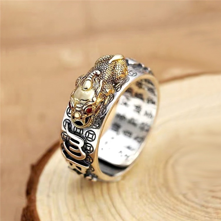 Religious Lucky PiXiu Adjustable Silver Wealth Ring - marvelousworld.th ...
