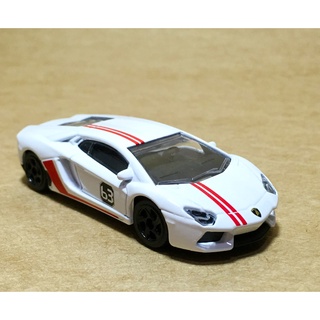 Majorette Lamborghini Aventador - no.63 Red Stripe - White Color /Wheels 5SVB /scale 1/64 (3 inches) no Package