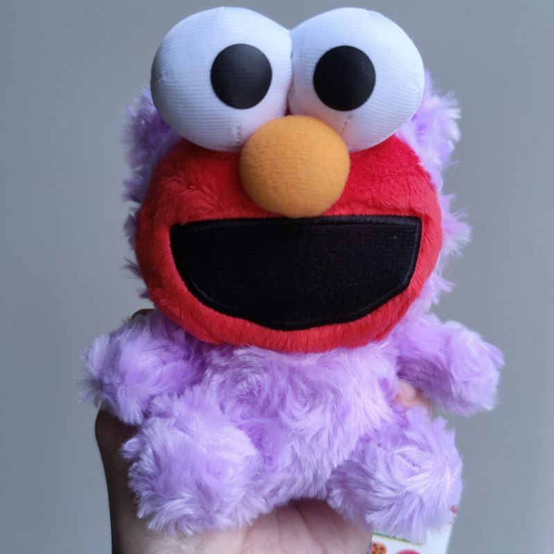 ตุ๊กตา เอลโม่ ใส่ฮู้ด ครบรอบ50ปี Elmo 10นิ้ว ขนกุหลาบสีส้ม ป้ายห้อย sesame street 50th anniversary ล