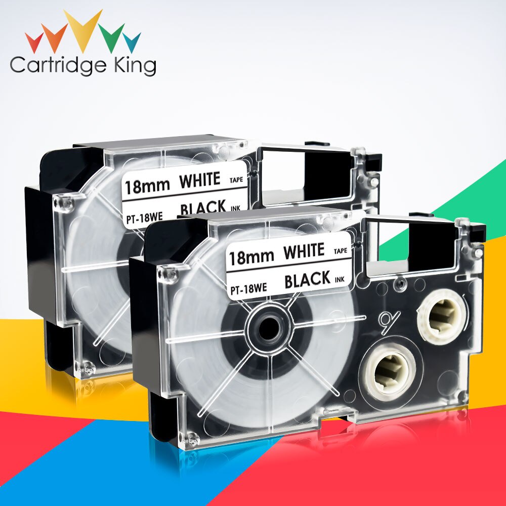 2PCS 18mm XR-18WE Black on White Cartridge Label Tape for Casio 18mm Maker for Casio CW-L300 KL-430 KL-C500 KL-G2 KL-120