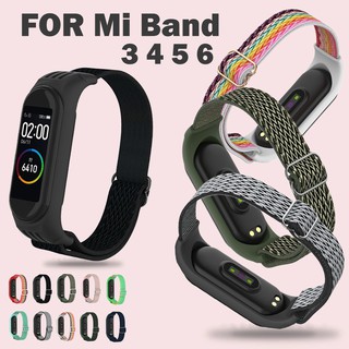 สายรัดข้อมือไนล่อน Mi Band 3 / 4 / 5 / 6,สายรัดข้อมือสำหรับ Xiaomi Mi Band สายรัดข้อมือมีความยืดหยุ่น