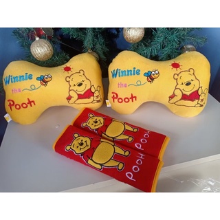 setหมอนรองคอ+ที่หุ้มเบลล์ในรถยนต์ลายหมีพูห์Pooh