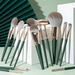 แปรงแต่งหน้า ชุดแปรงแต่งหน้า Green Cloud 14 ชุดแต่งหน้าเต็มรูปแบบของ Cangzhou Loose Powder Brush Brush Brush Eye