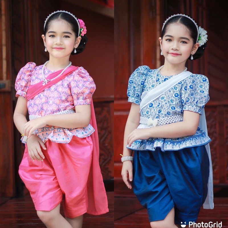 ชุดไทยเด็กผู้หญิง ชุดไทยใส่ไปโรงเรียน ชุดไทยราคาถูก เสื้อ และโจงกระเบน
