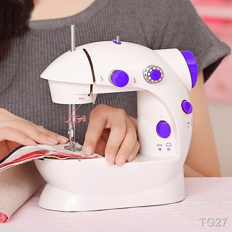 ☂♣จักรเย็บผ้าไฟฟ้าขนาดเล็ก ขนาดพกพา สีม่วงMini Sewing Machine FRJ202