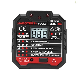 Flt HABOTEST Advanced RCD เครื่องทดสอบซ็อกเก็ตไฟฟ้าอัตโนมัติ ทดสอบวงจรไฟฟ้ารั่วไหล พร้อมแบ็คแรงดันไฟฟ้า