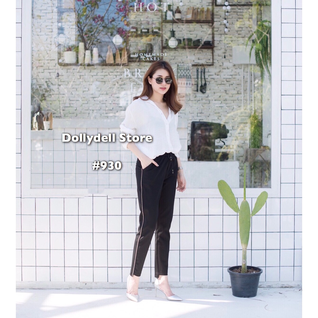 กางเกงทรงวอร์มดอลลี่ รุ่น#930 เอวยางยืดเนื้อผ้าคุณภาพดีมากกกก แต่งแถบวิ้งด้านข้าง กางเกงทำงาน สวมใส่สบาย กางเกงทรงสวย