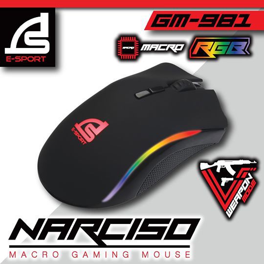 SIGNO E-Sport GM-981 NARCISO Macro Gaming Mouse RGB รับประกัน 2 ปี