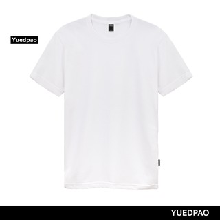 Yuedpao ยอดขาย No.1 รับประกันไม่ย้วย 2 ปี ผ้านุ่ม เสื้อยืดเปล่า เสื้อยืดสีพื้น เสื้อยืดคอกลม_สีขาว