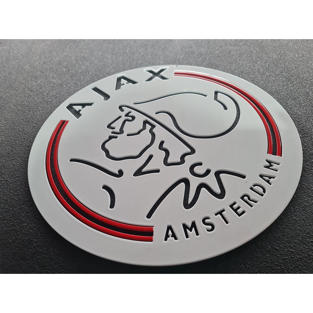 อาแจกซ์ อัมสเตอร์ดัม โลโก้ AJAX AMSTERDAM เหล็กตัดเลเซอร์ ขนาด30x30cmสีเหมือนจริง/เคฟล่า ใช้สีพ่นรถย
