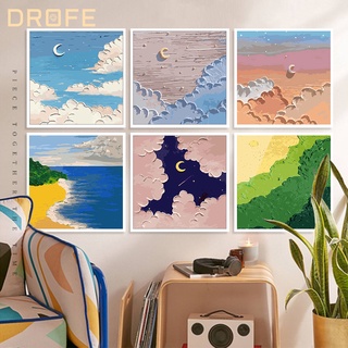 Drofe ภาพวาดสีน้ํามัน ตามตัวเลข รูปก้อนเมฆ ดวงจันทร์ ดาว ขนาด 20*20 ซม. และ 30*30 ซม. DIY สําหรับตกแต่งบ้าน ของขวัญ