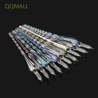 QQMALL Handmade Fountain Pens Calligraphy Dipping Pen Glass Dip Pen Writing Supplies Filling Ink 0.7mm Painting Pen Crystal Pen Vintage Signature Pen