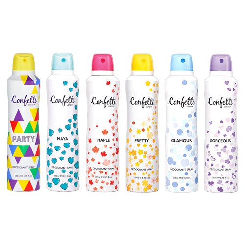 Confetti คอนเฟตติ สเปรย์ระงับกลิ่นกาย สำหรับผู้หญิง 250 มล. (เลือกกลิ่นได้)