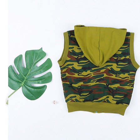 เสื้อฮู๊ดแขนกุดลายพราง พร้อมส่ง #4