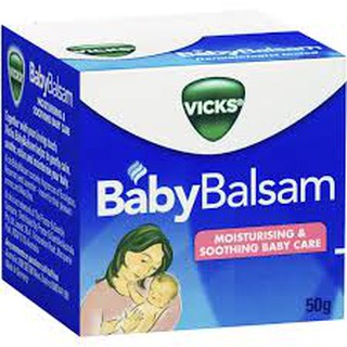 Vick Baby Balsam 50gm. (Moisturizing &amp; Soothing Baby Care) สูตรอ่อนโยนสำหรับเด็ก 3 ขวบขึ้นไป