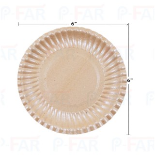 จานกระดาษ 6 นิ้ว สีน้ำตาล เคลือบ PE (50 ใบ) FP0023_INH109