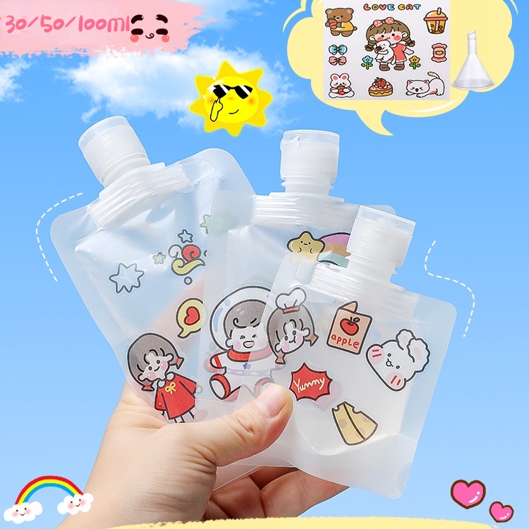 กระเป๋าใส่ขวดโลชั่น แชมพู เครื่องสําอาง ลายการ์ตูนน่ารัก ขนาด 30 มล. 50 มล. 100 มล. สําหรับเดินทาง