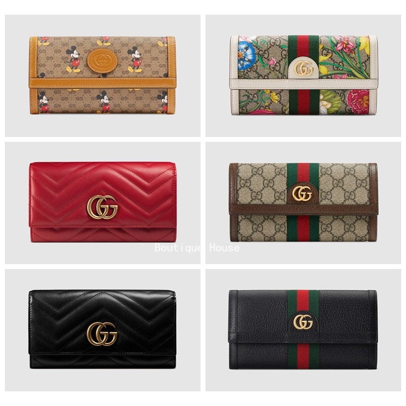 Gucci / แบบใหม่ / Ophidia series GG long wallet / Zumi series long / GG Marmont series / ladies clutch / ของแท้ 100%)