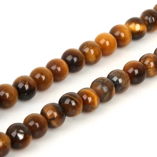 ลูกปัดหินธรรมชาติ Tiger Eye สีเหลือง ทรงกลม ขนาด 4-10mm สำหรับทำสร้อยข้อมือ-เครื่องประดับ DIY
