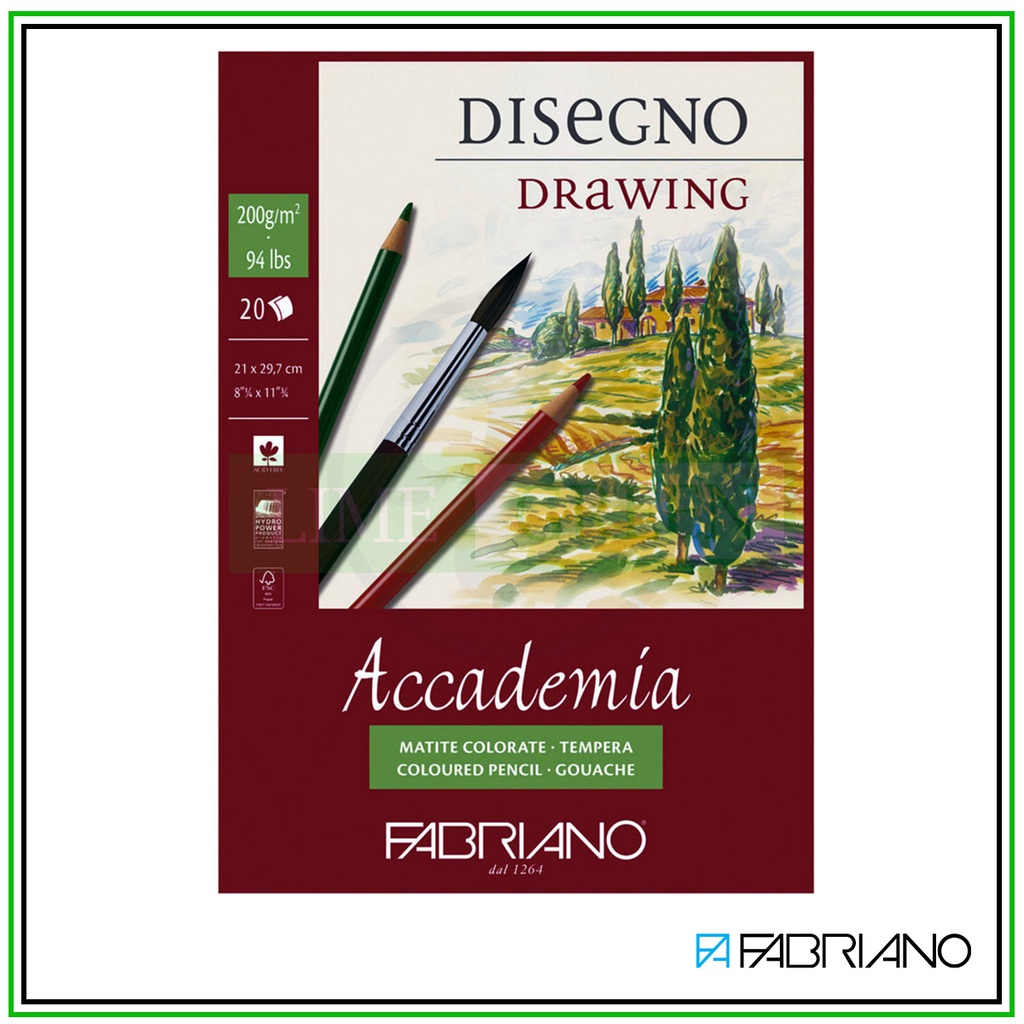 Fabriano Disegno Drawing A4 200gsm ดินสอสีเฉพาะ กระดาษวาดรูป (20 แผ่น)
