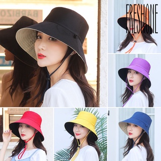 &lt;Hats &amp; Caps&gt; หมวกชาวประมง ทรงกลม แบน สีพื้น กันแดด ป้องกันรังสียูวี ฤดูร้อน สําหรับผู้หญิง