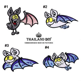 [ ตัวรีดติดเสื้อ ลายการ์ตูน ค้างคาวดูดเลือด ตลก น่ารัก ] Vampire Bat Patch งานปัก DIY ตัวรีด อาร์ม ติดเสื้อ กางเกง เด็ก