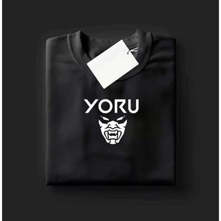 เสื้อสีขาว - แฟชั่นเสื้อผ้าเสื้อยืดตัวแทน Valorant "Yoru" ออกแบบผ้าฝ้าย