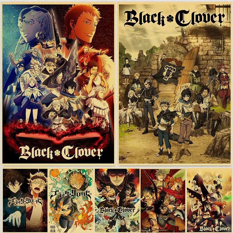 Black Clover โปสเตอร์อะนิเมะญี่ปุ่นโปสเตอร์ติดผนัง Home Decor Room Wall Art ภาพวาด Ms: 365