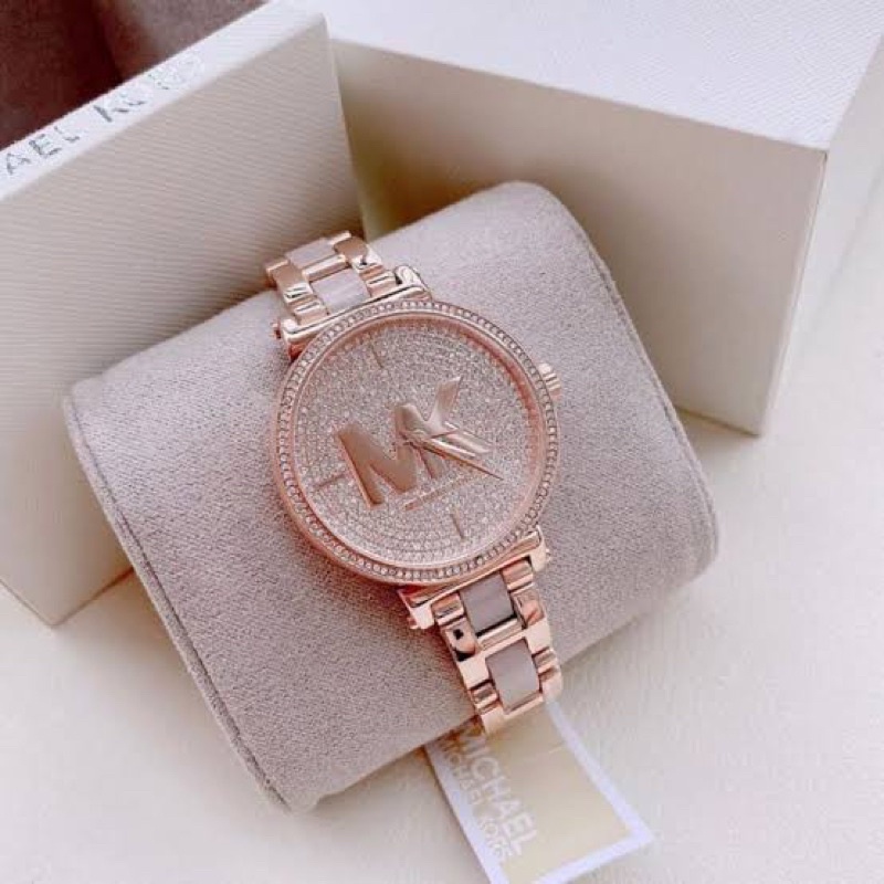 (ผ่อน0%) นาฬิกา Michael Kors Women's MK4336 Sofie Analog Display Quartz Rose Gold Watch สีโรสโกลด์ หน้าปัดคริสตัล 36 มม.
