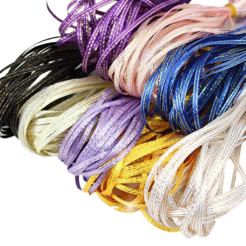 (20เมตร/ล็อต) 1/8 (3มม.) ทอง ขอบ ริบบิ้นซาตินขายส่ง