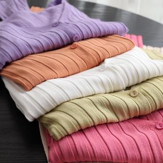 Plain paper version is very beautiful ~ ice cold short knitted cardigan thin V-neck loose sunscreen