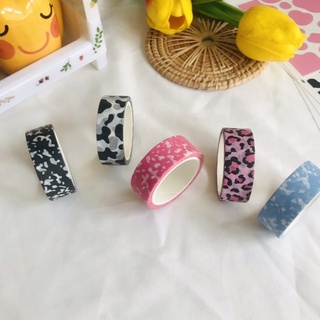 {ของเข้าครบสี 🐄} Cow Marking tape เทปเนื้อวาชิลายวัว เทปสีขาวดำ เทปวาชิลายหินอ่อน เทปเกาหลี