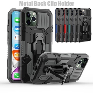 For iPhone 14 13 Plus Pro Max Case Armor Shockproof Metal Back Clip Holder Protective Back Cover