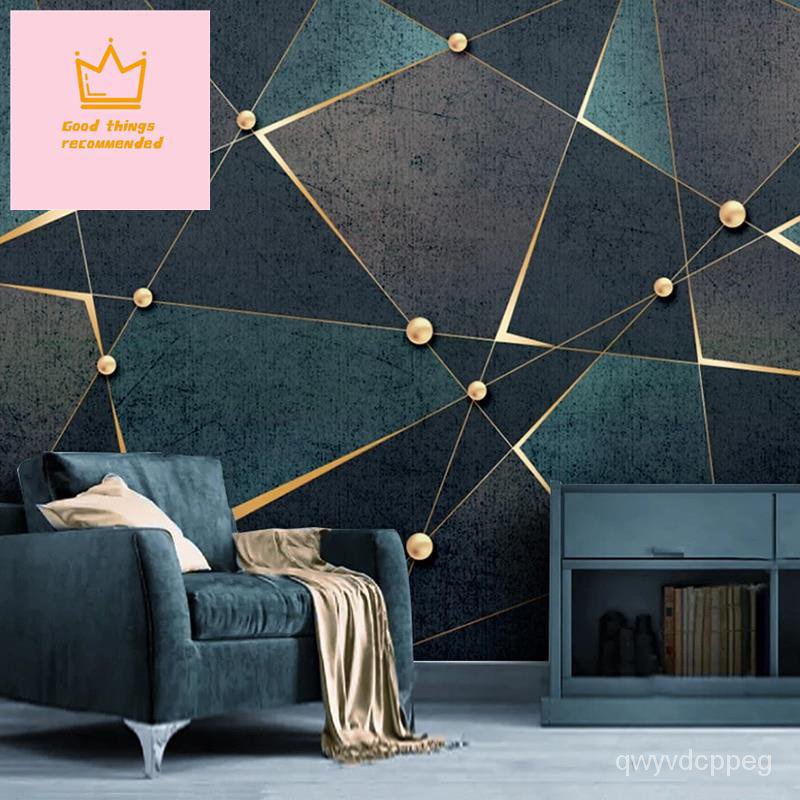 H6HB Custom 3D Photo Wallpaper Creative Golden Abstract Geometric Lines  Mural Modern Study Room Living Room TV Backgroun | Shopee Thailand
